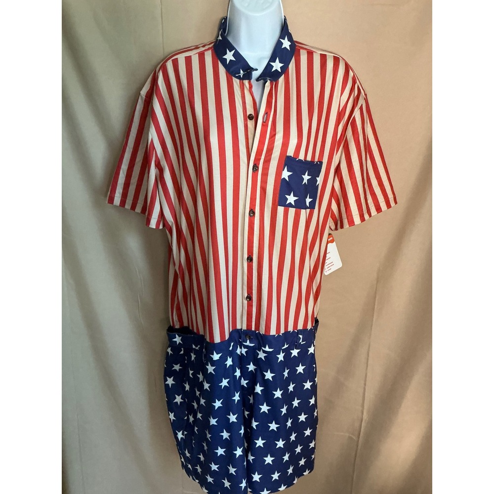 Unbranded American Flag Romper Mens 2XL Red White Blue NEW Stars Stripes USA